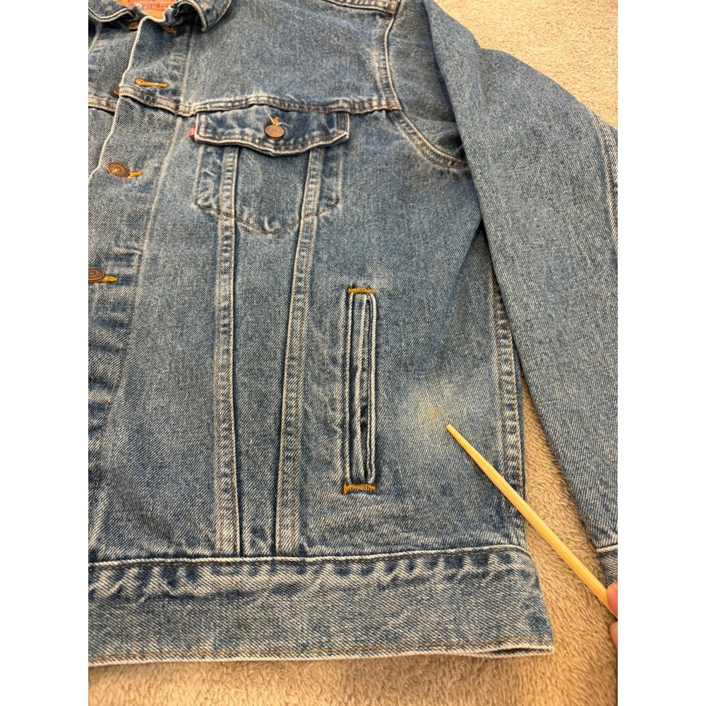 Vintage 90s Levi's 70507 Type III Trucker Jacket USA Made Large Denim Blue Faded - Picture 15 of 16